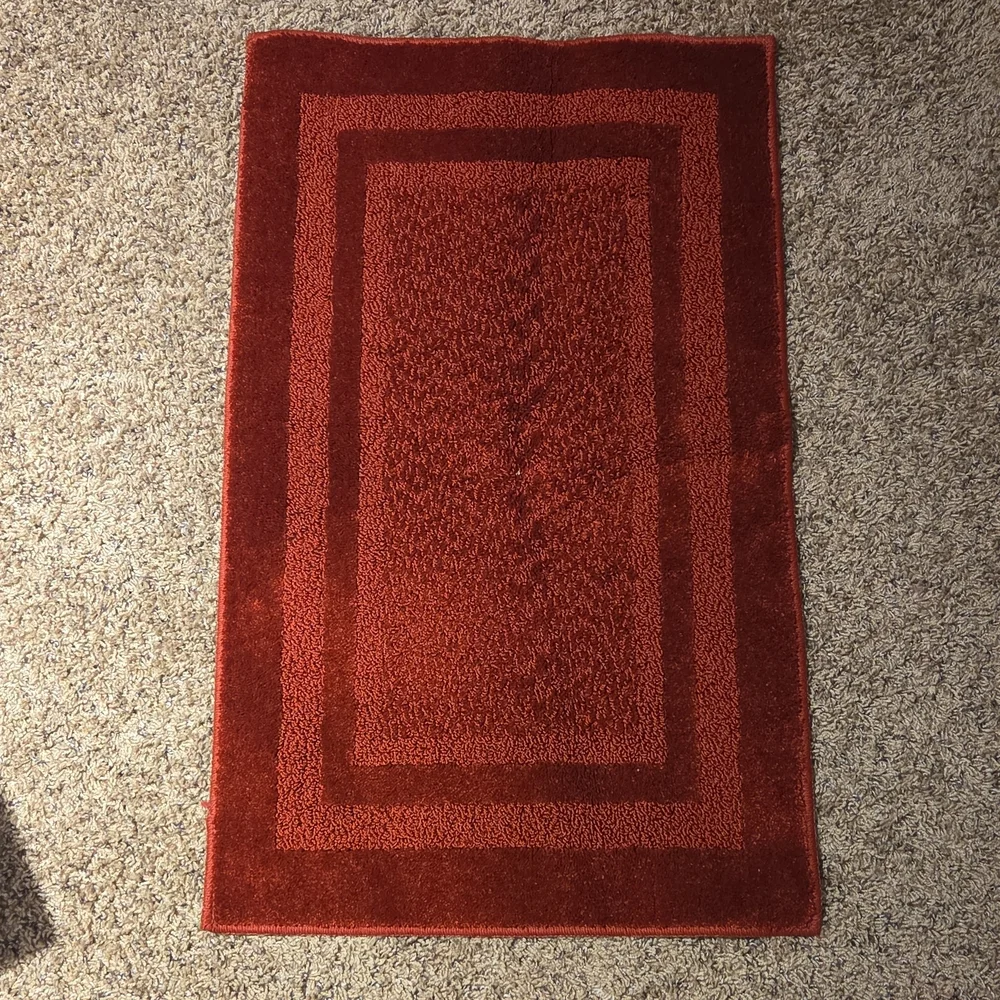 Luxurious Chili Pepper Red Rug with Textured Border 33